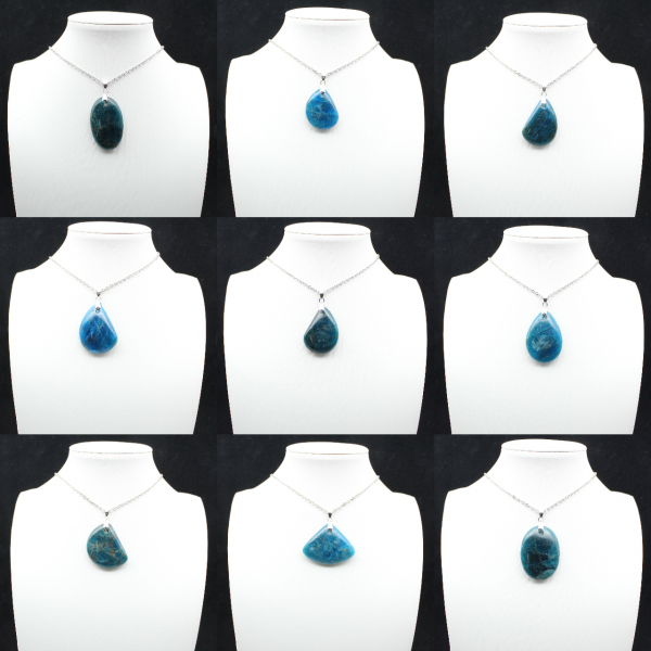 Ciondolo in apatite blu del Madagascar - Pietra naturale