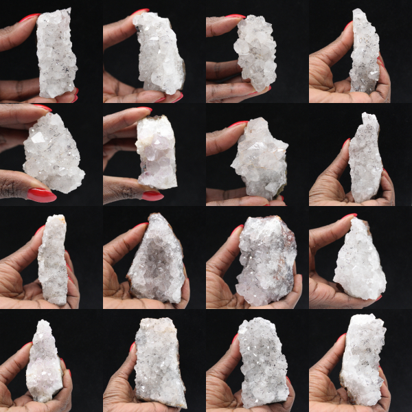 Quarzo grezzo dal Marocco, cristalli con inclusioni di goethite