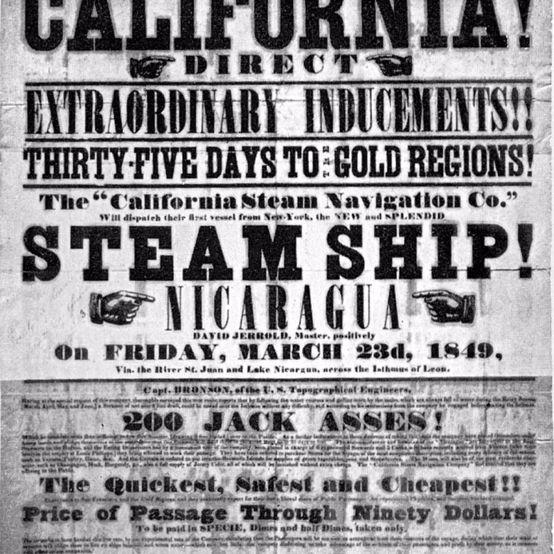 La storia della corsa all'oro negli Stati Uniti California Gold Rush handbill