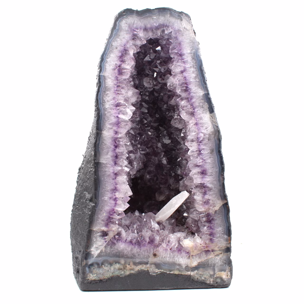Geode di ametista con cristallo di calcite