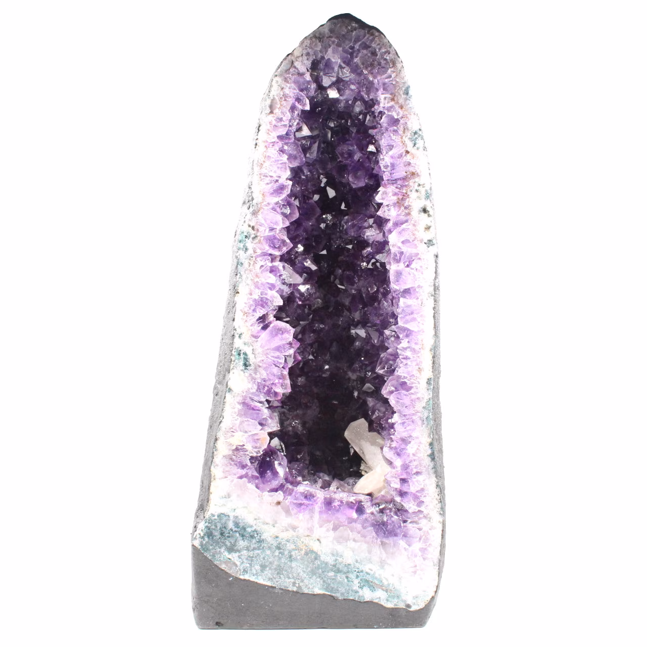 Geode di ametista con cristallo di calcite