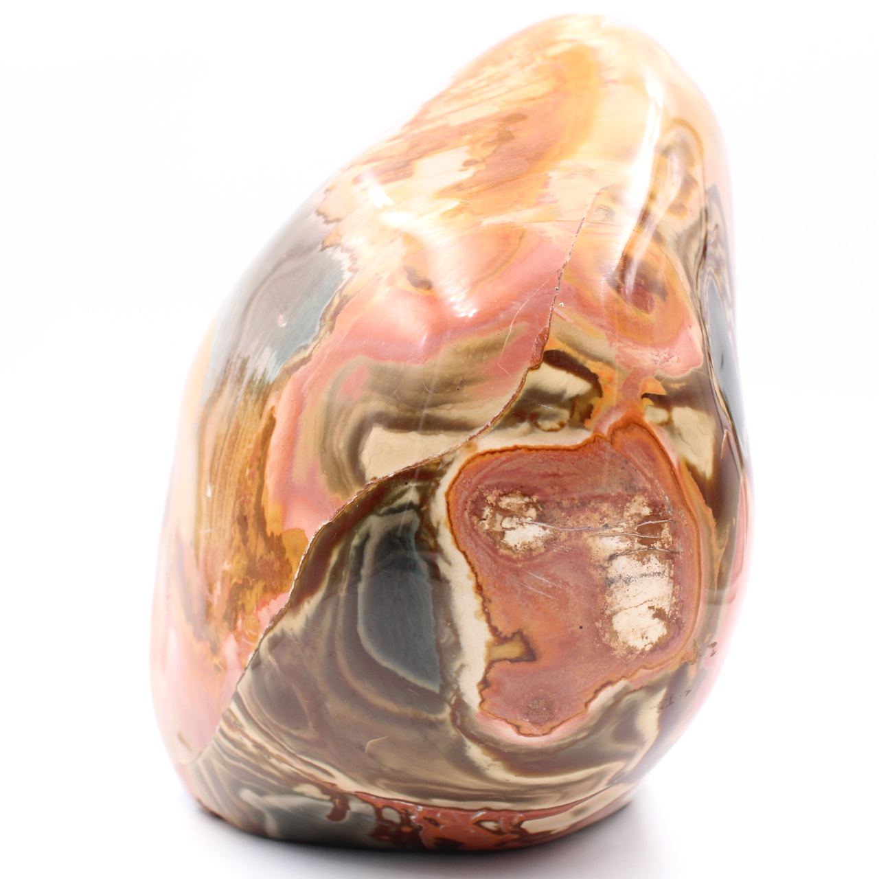 Diaspro stampato, grande pietra ornamentale levigata del peso di 4 kg