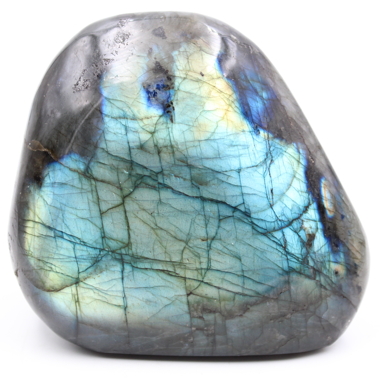 Labradorite con riflessi blu-verdi, pietra decorativa