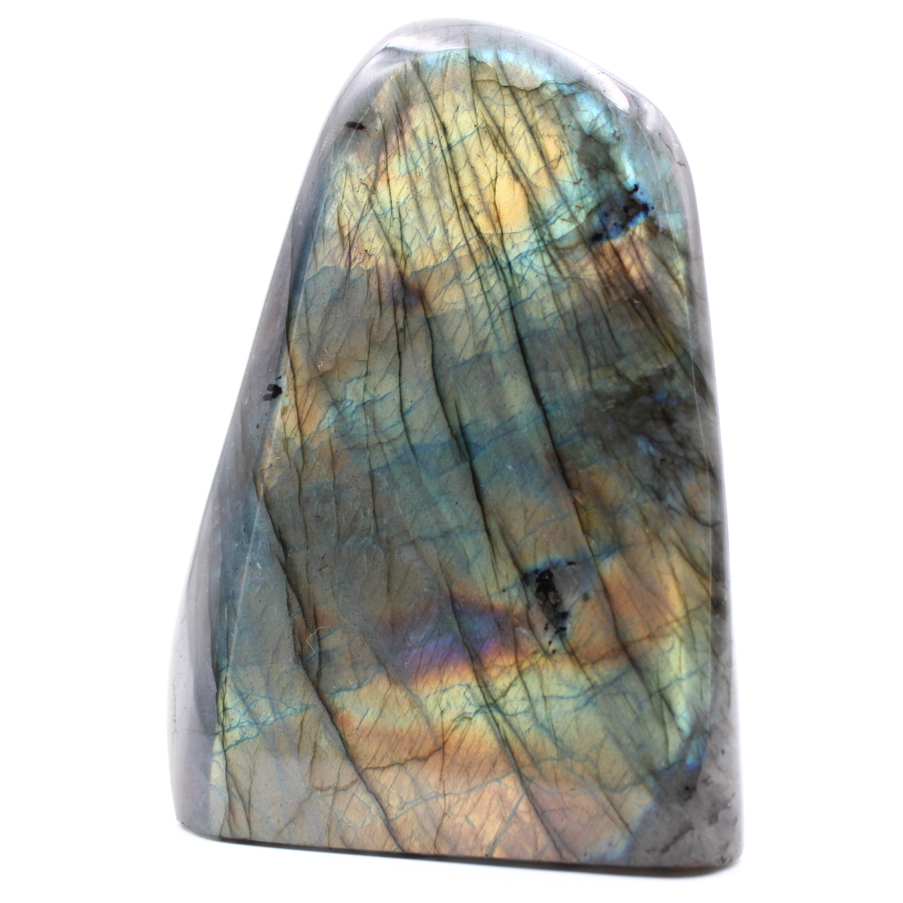 Ornamento a mano libera verde arancione labradorite