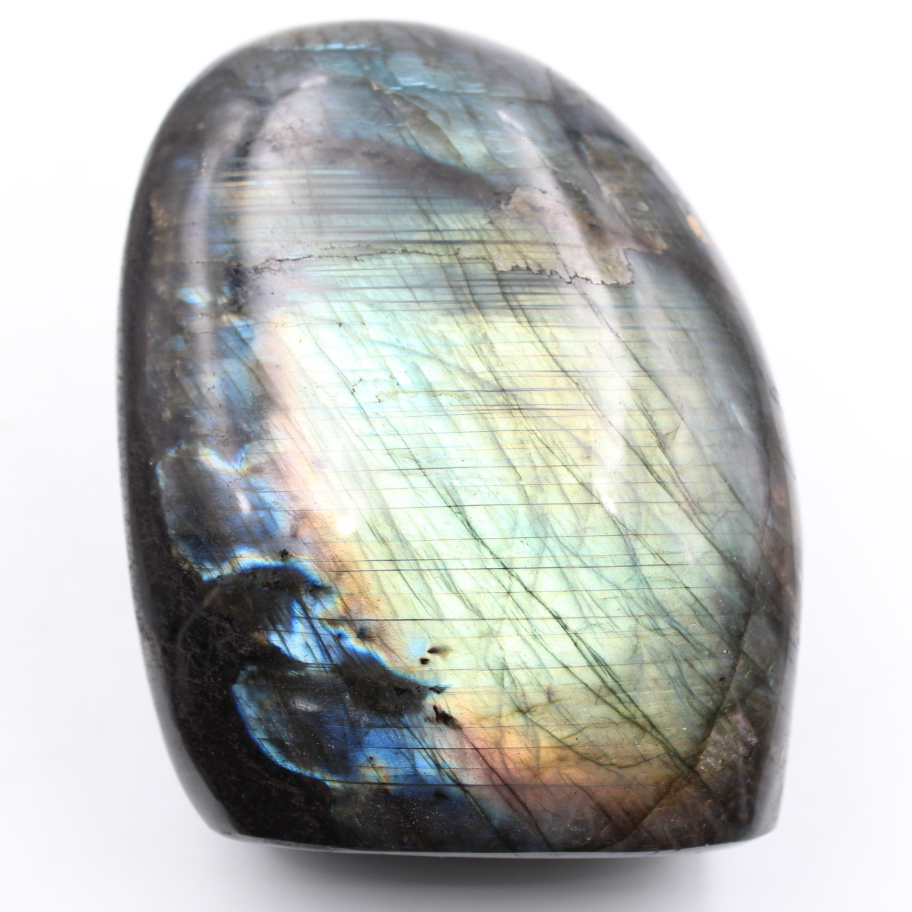 Blocco di pietra di labradorite lucidato