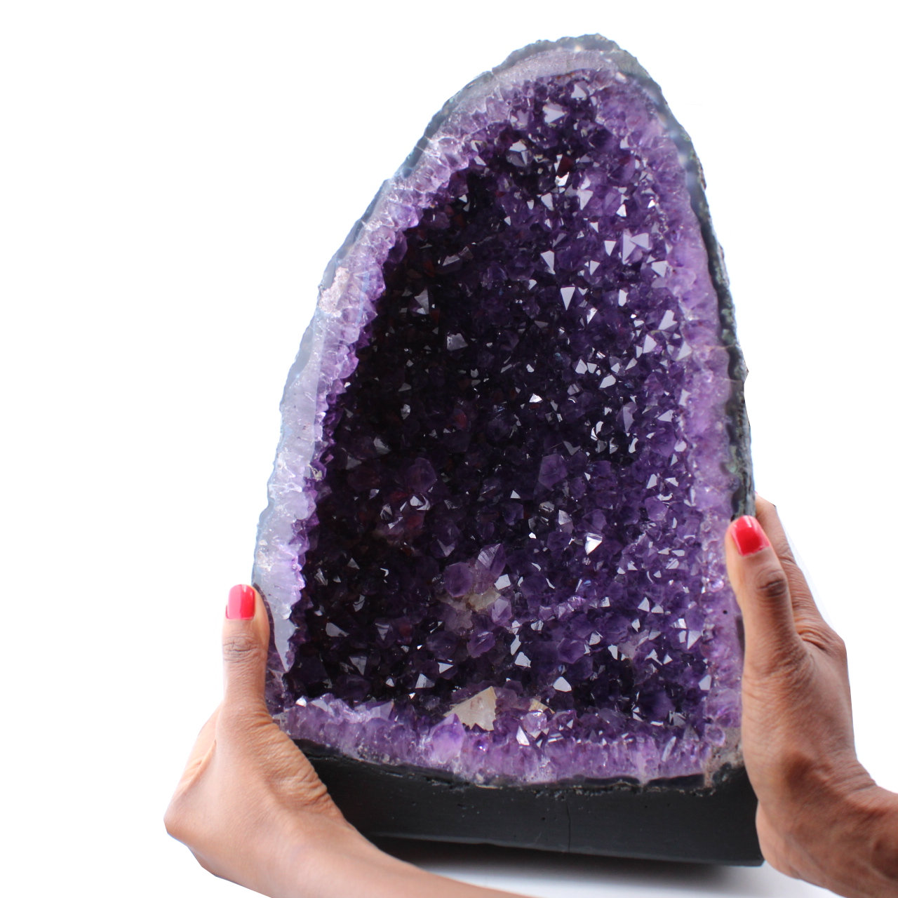 Geode di ametista con cristallo di calcite