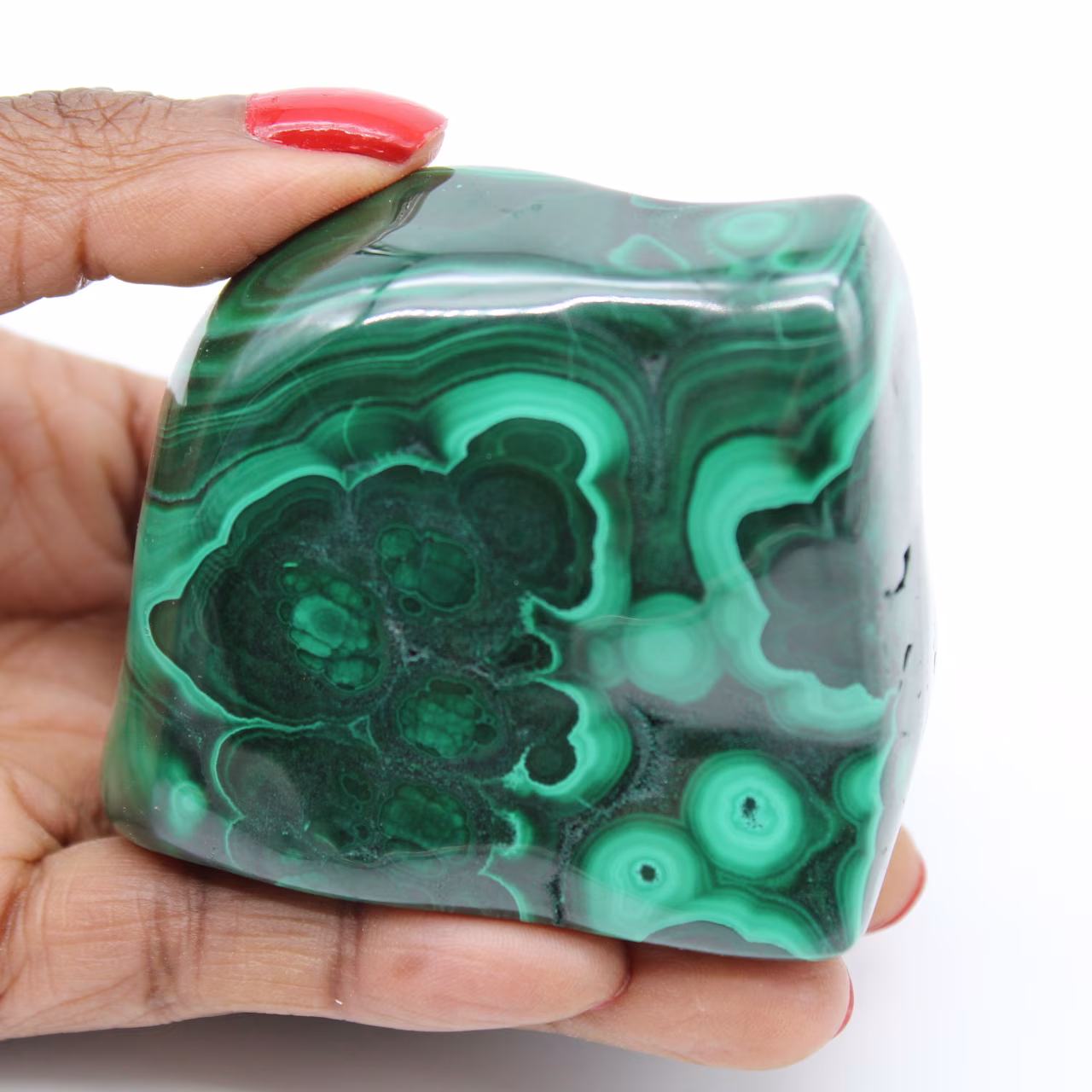 Blocco di malachite lucidato