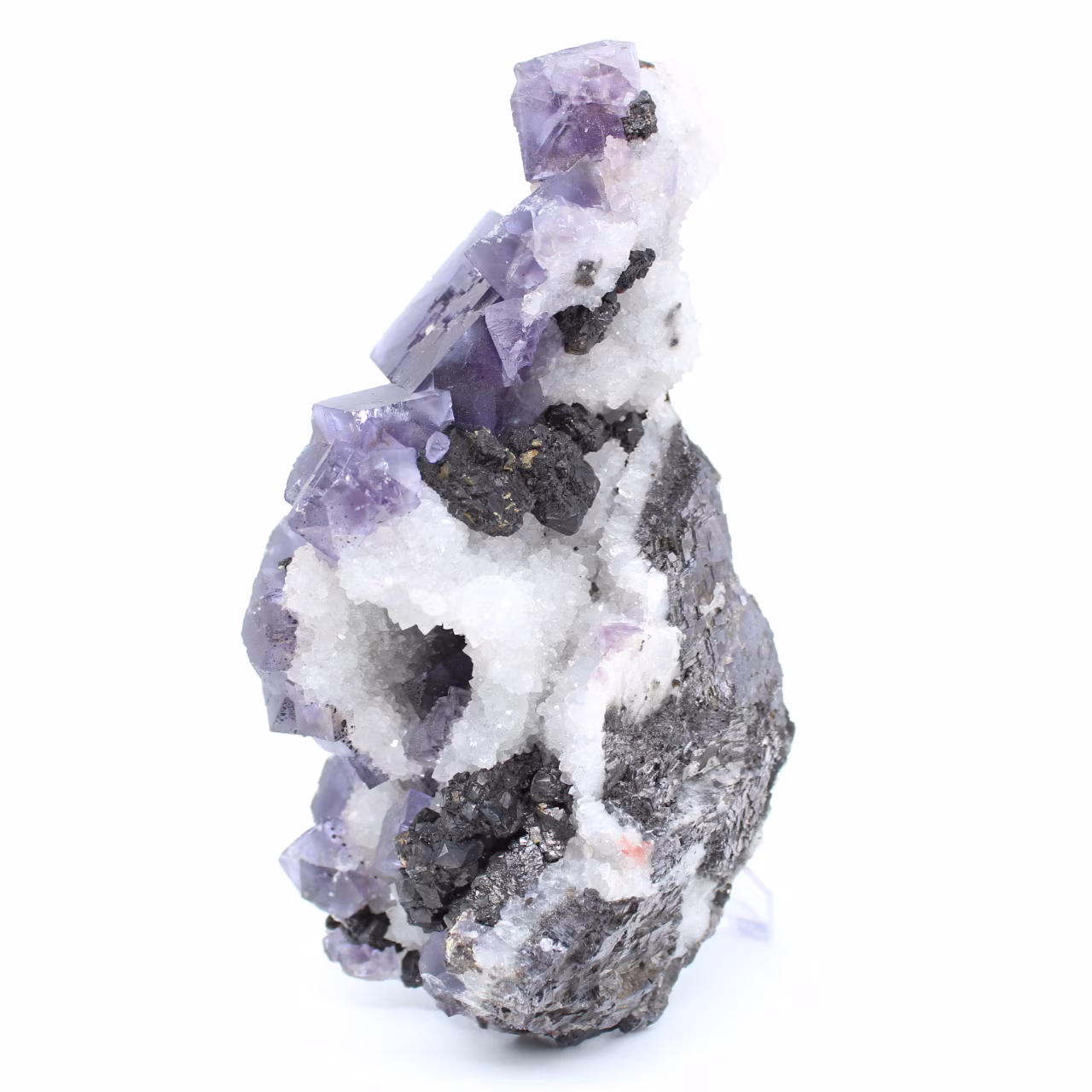 Fluorite su quarzo gange e galena