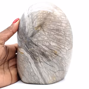 Blocco di diaspro con nastro grigio naturale lucido