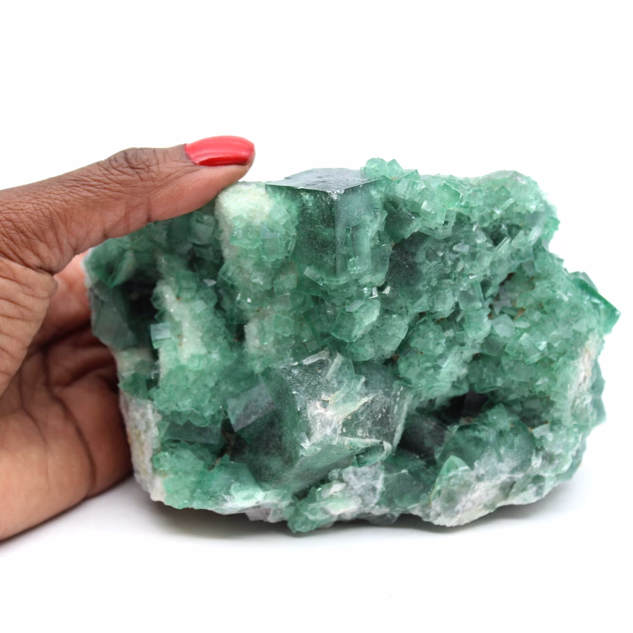 Cristalli di fluorite verde naturale grezza