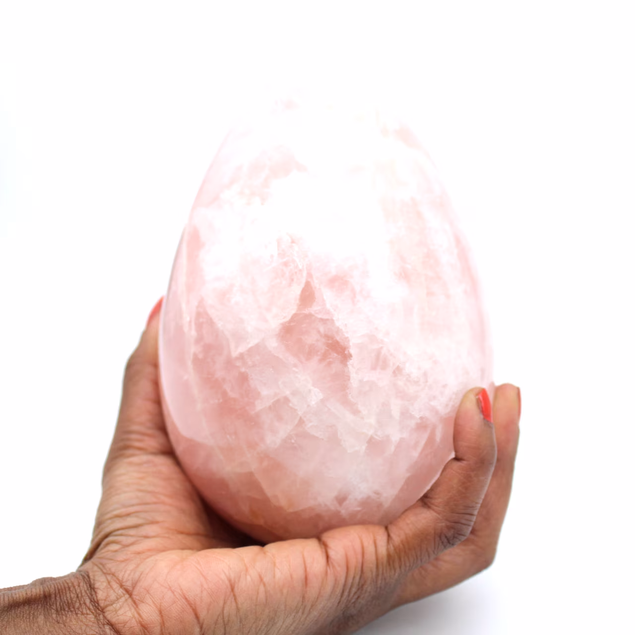 Uovo minerale di quarzo rosa