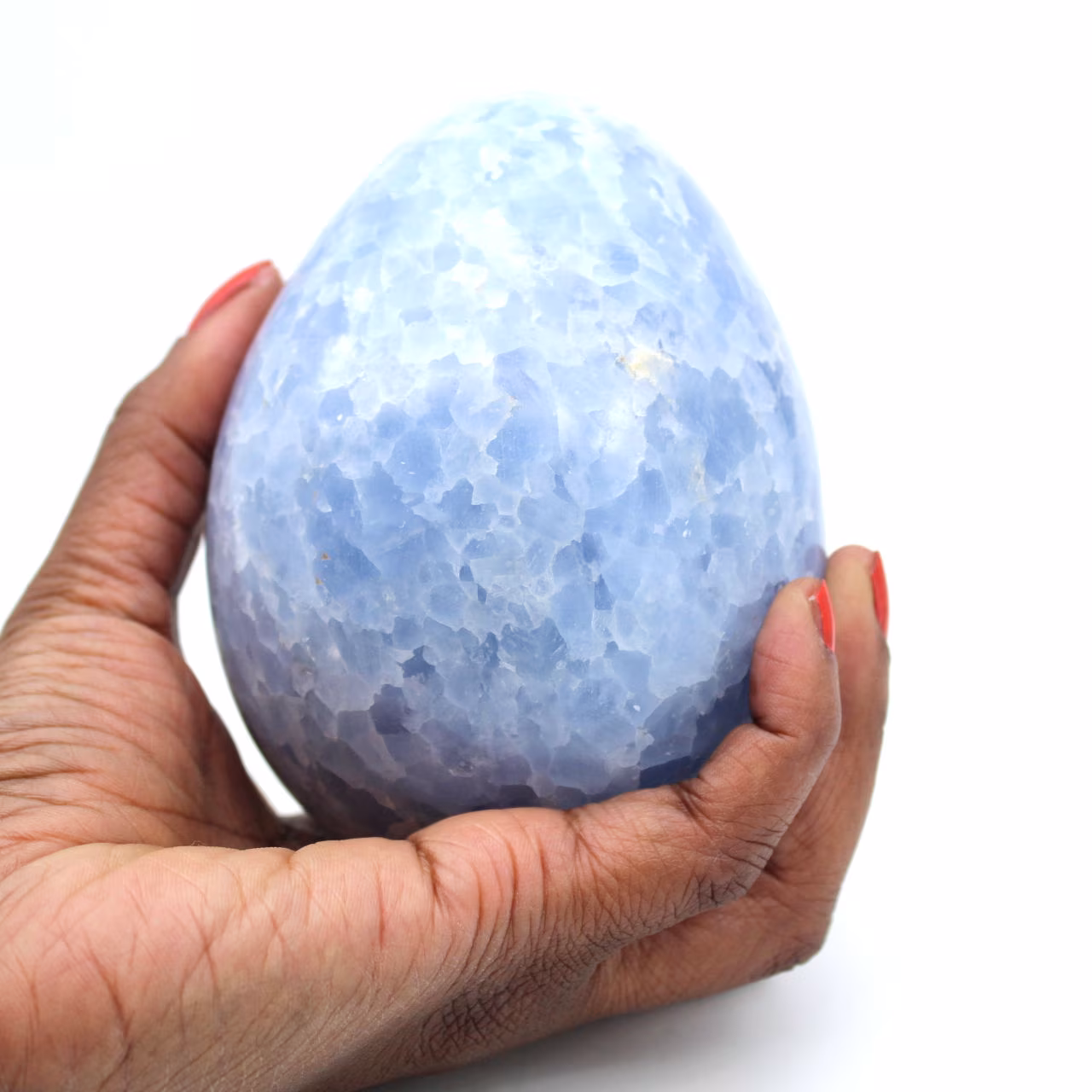 Uovo minerale di calcite blu