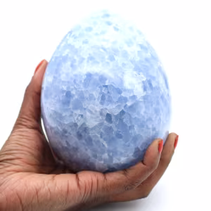 Uovo minerale di calcite blu
