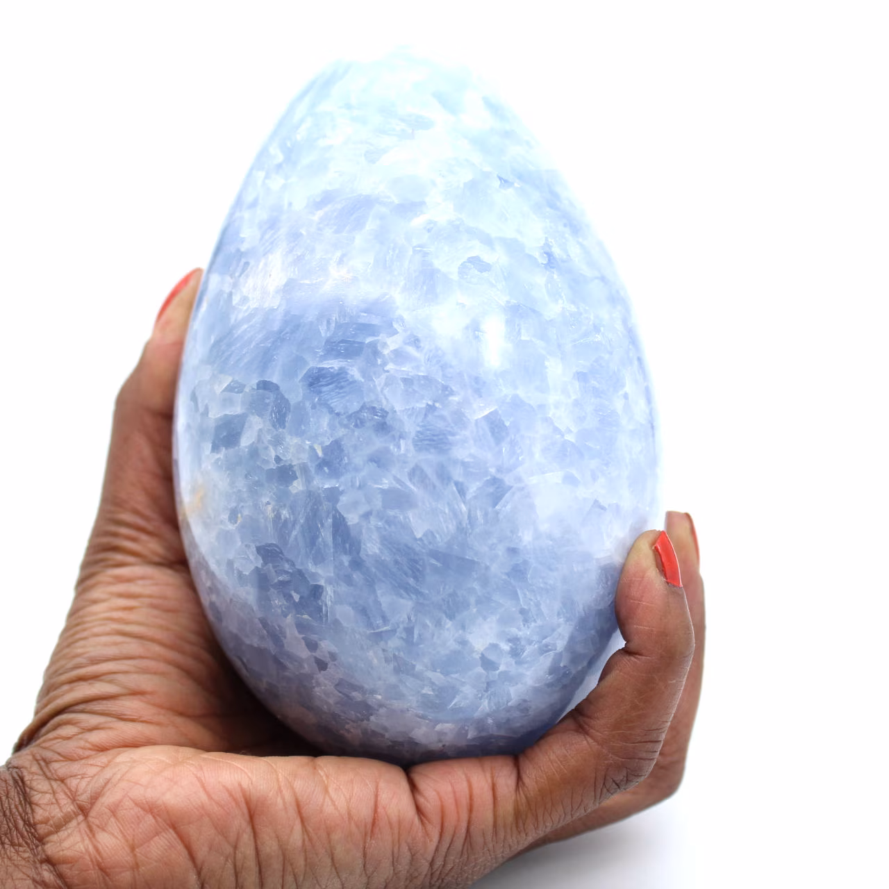 Uovo minerale di calcite blu