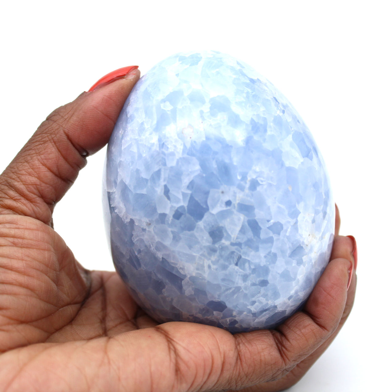 Uovo minerale di calcite blu