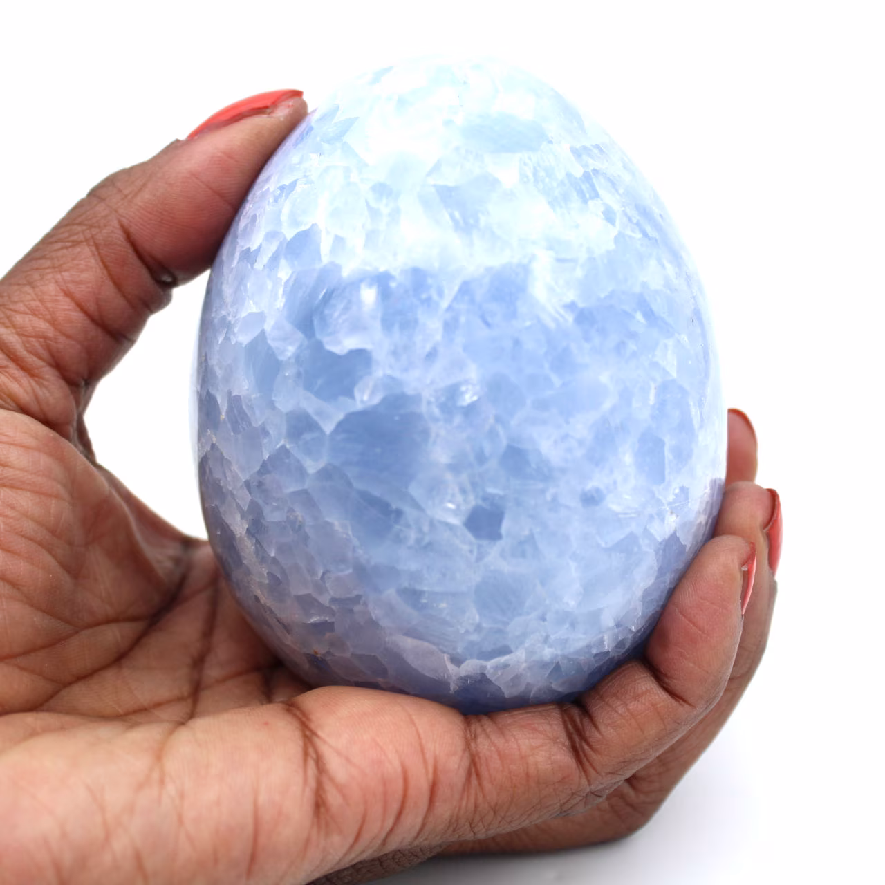 Uovo minerale di calcite blu