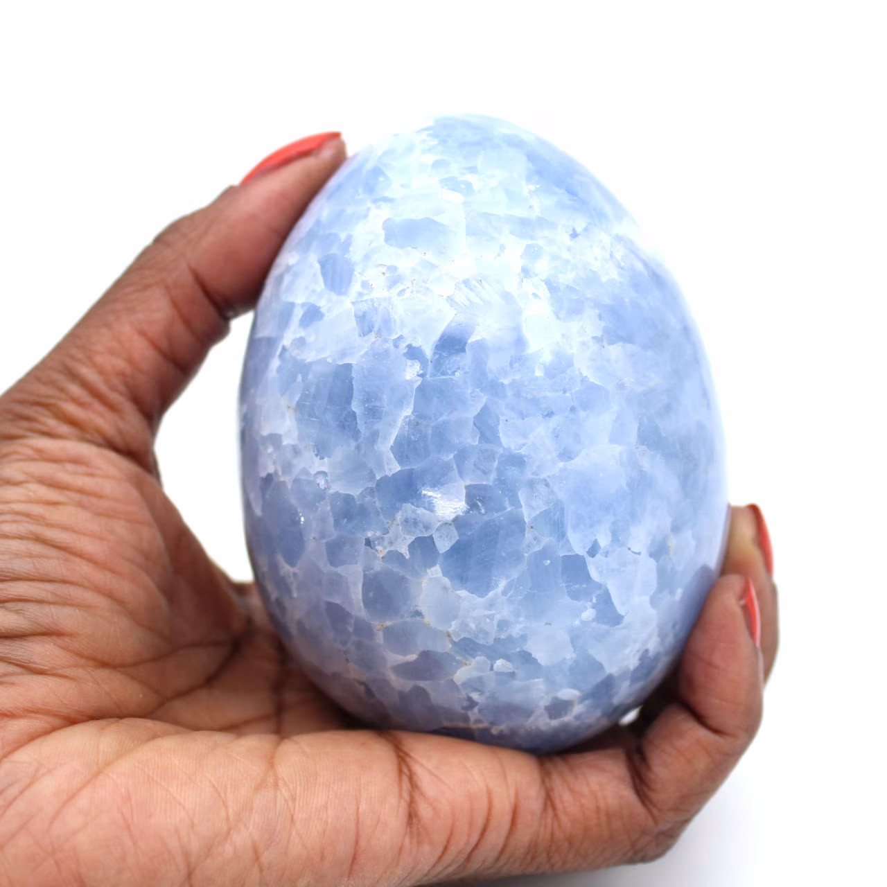 Uovo minerale di calcite blu