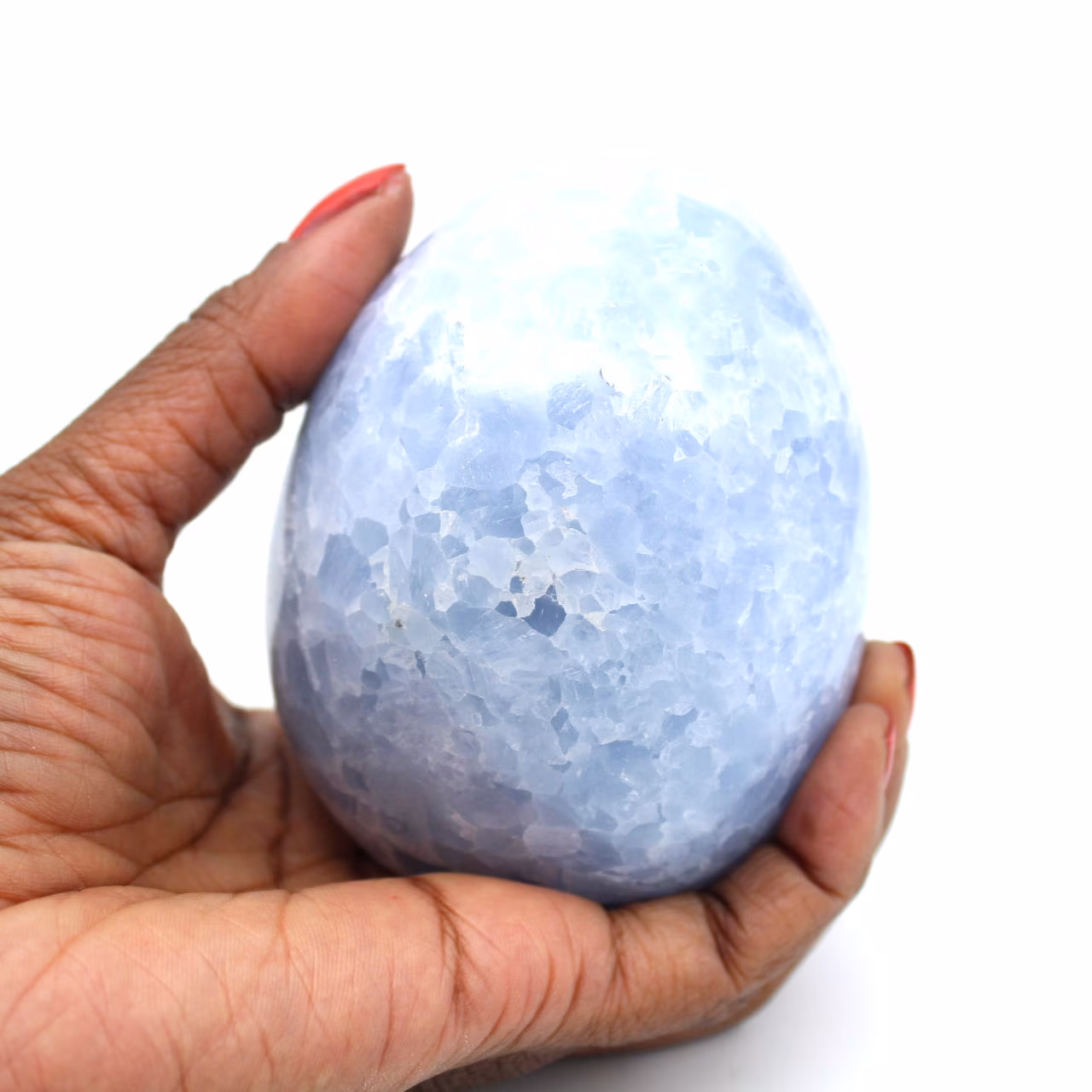 Uovo minerale di calcite blu
