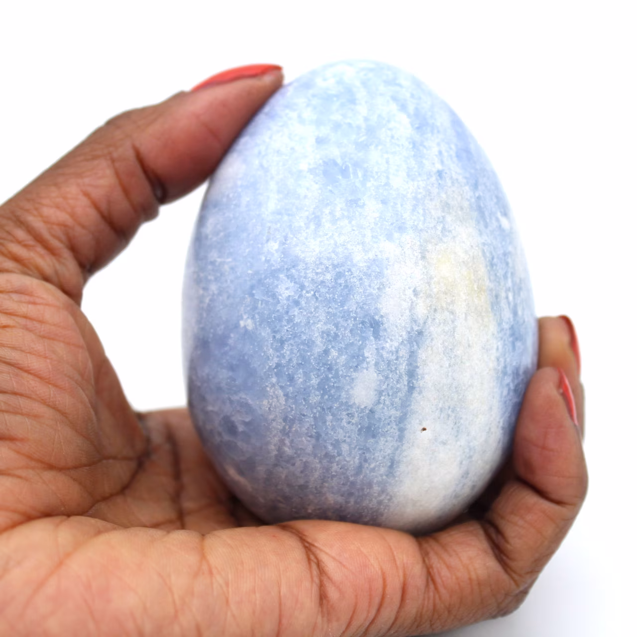 Uovo minerale di calcite blu