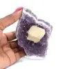 Cubo di calcite su ametista - 0