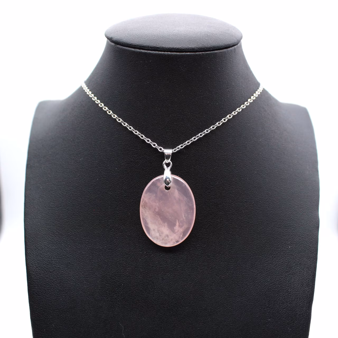 Ciondolo ovale in quarzo rosa