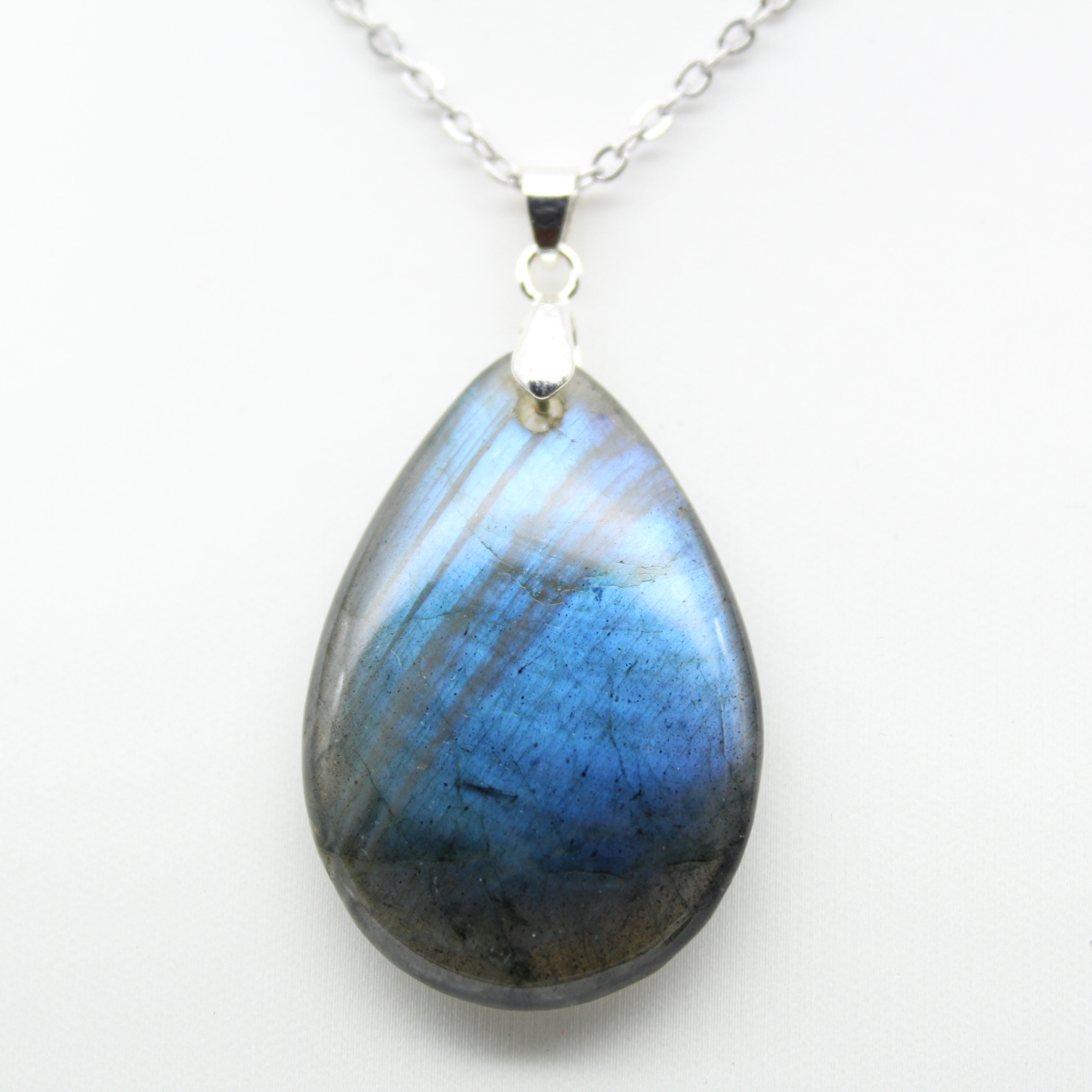 Ciondolo "goccia" In Labradorite E Ottone, Con Catenina - Foto 6