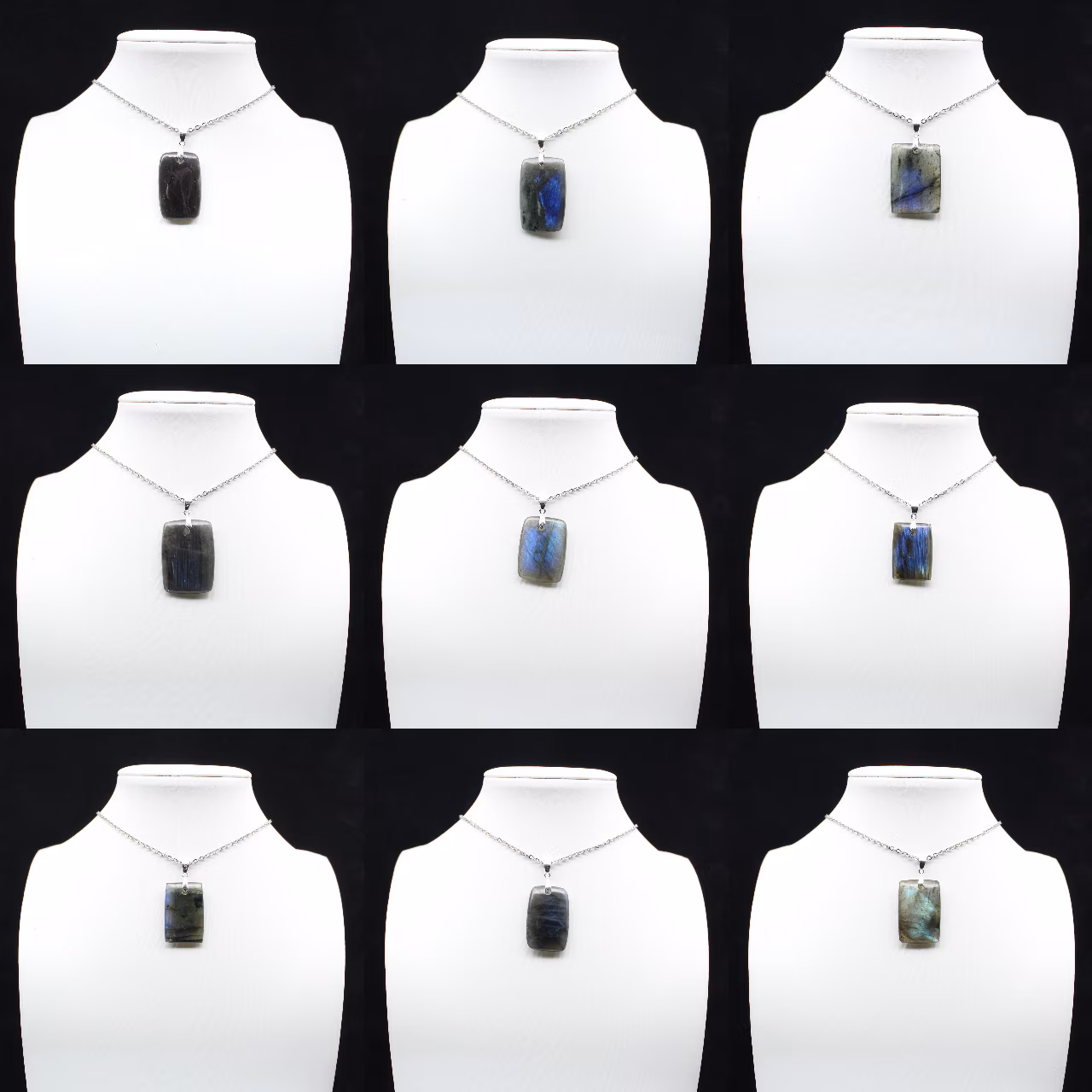 Pendente rettangolare in labradorite