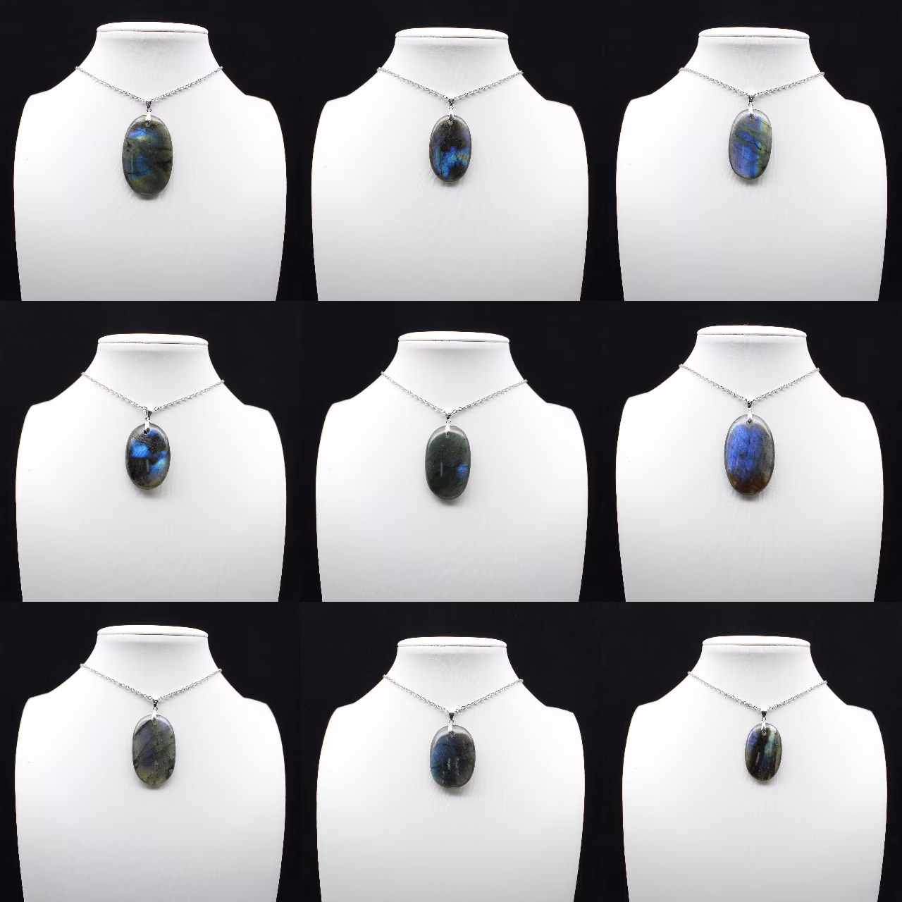 Ciondolo ovale in labradorite