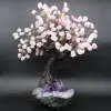 Albero minerale con base in ametista e foglie in quarzo rosa - 3