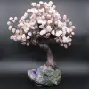 Albero minerale con base in ametista e foglie in quarzo rosa - 5