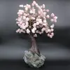 Albero minerale con base in ametista e foglie in quarzo rosa - 6