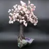 Albero minerale con base in ametista e foglie in quarzo rosa - 7