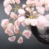 Albero minerale con base in ametista e foglie in quarzo rosa - 11