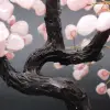 Albero minerale con base in ametista e foglie in quarzo rosa - 14