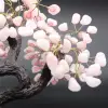 Albero minerale con base in ametista e foglie in quarzo rosa - 13