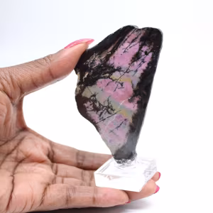 Fetta di Rodonite naturale per collezione di minerali