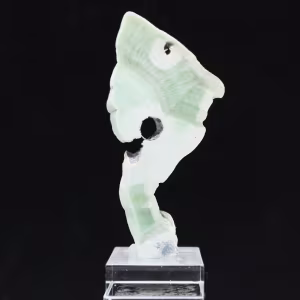 Fetta autentica e lucidata di pietra di Aragonite verde