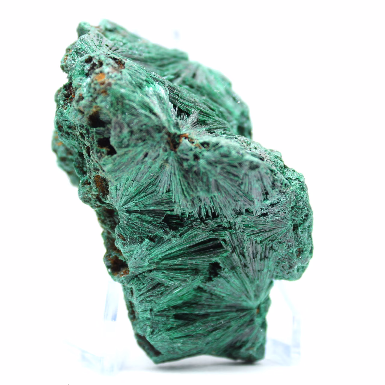 Pezzo di malachite fibrosa grezza