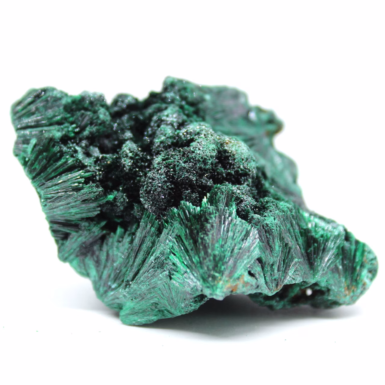 Malachite fibrosa in pietra grezza