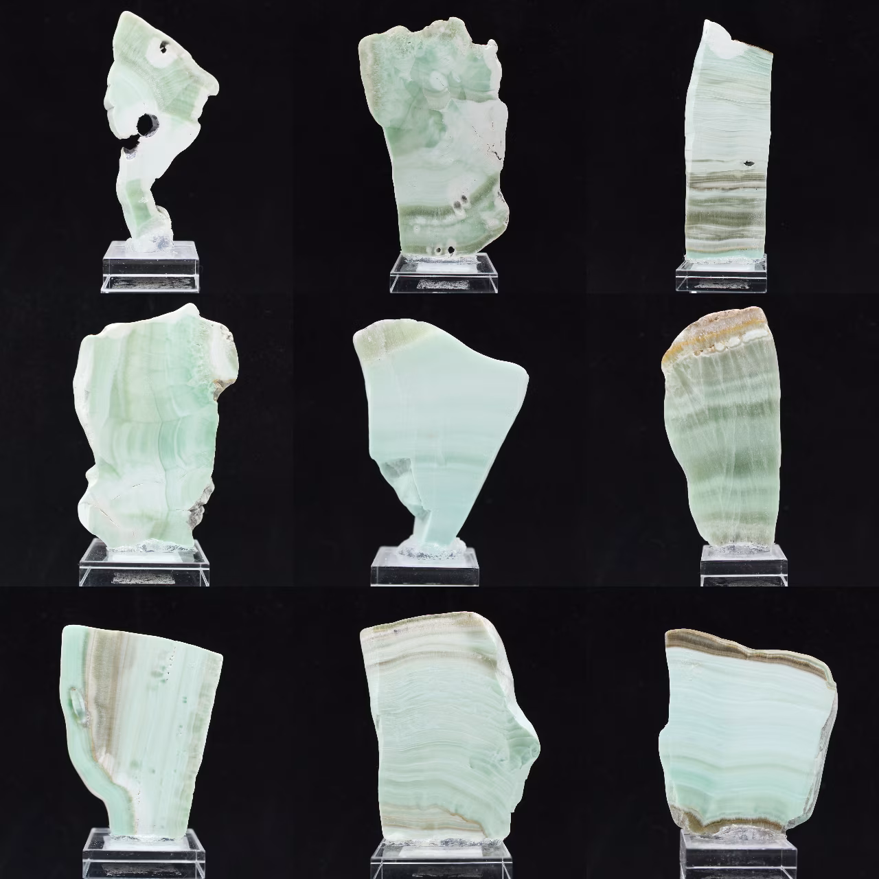 Fetta di pietra di Aragonite verde naturale