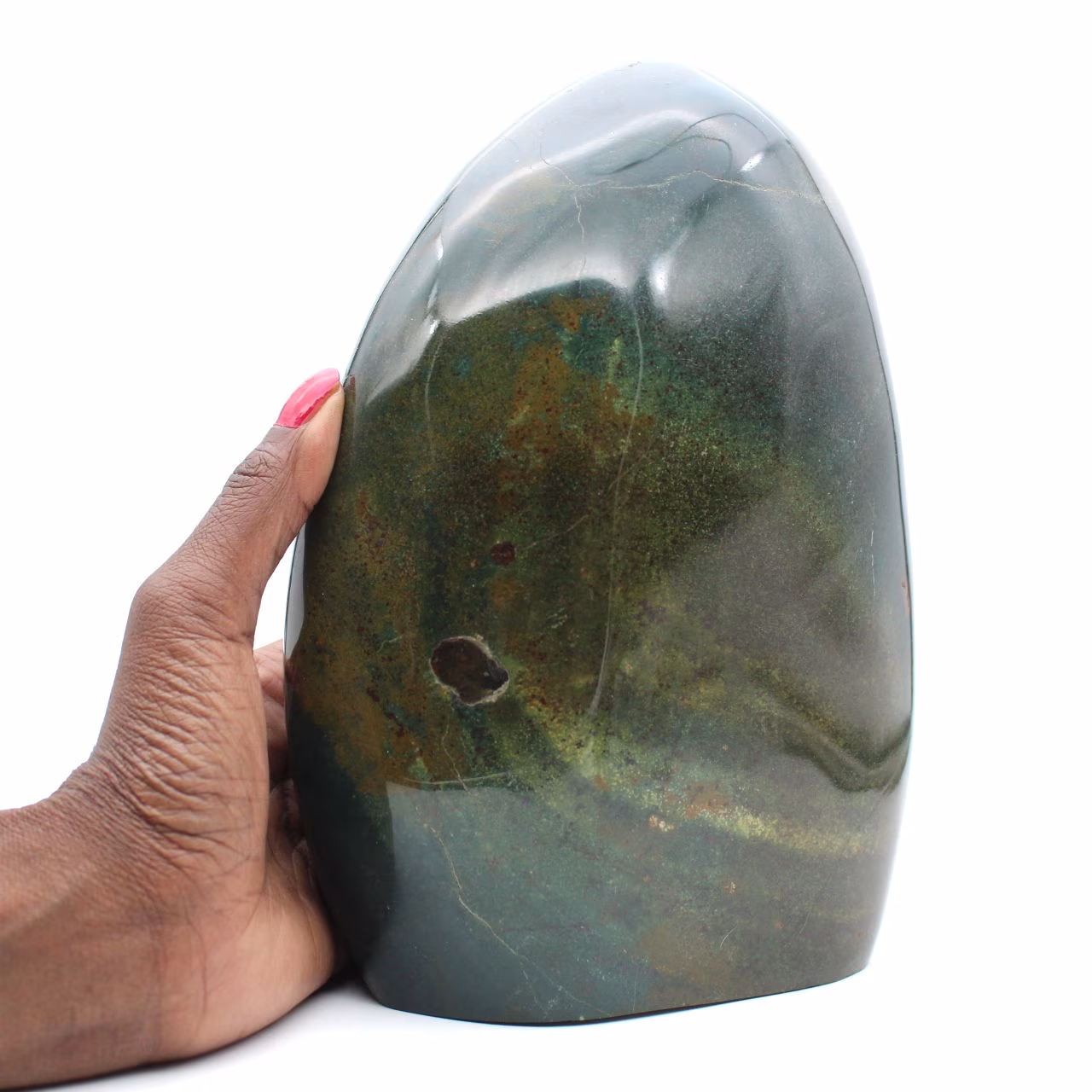 Esemplare di diaspro verde lucidato, grande pietra decorativa, Madagascar