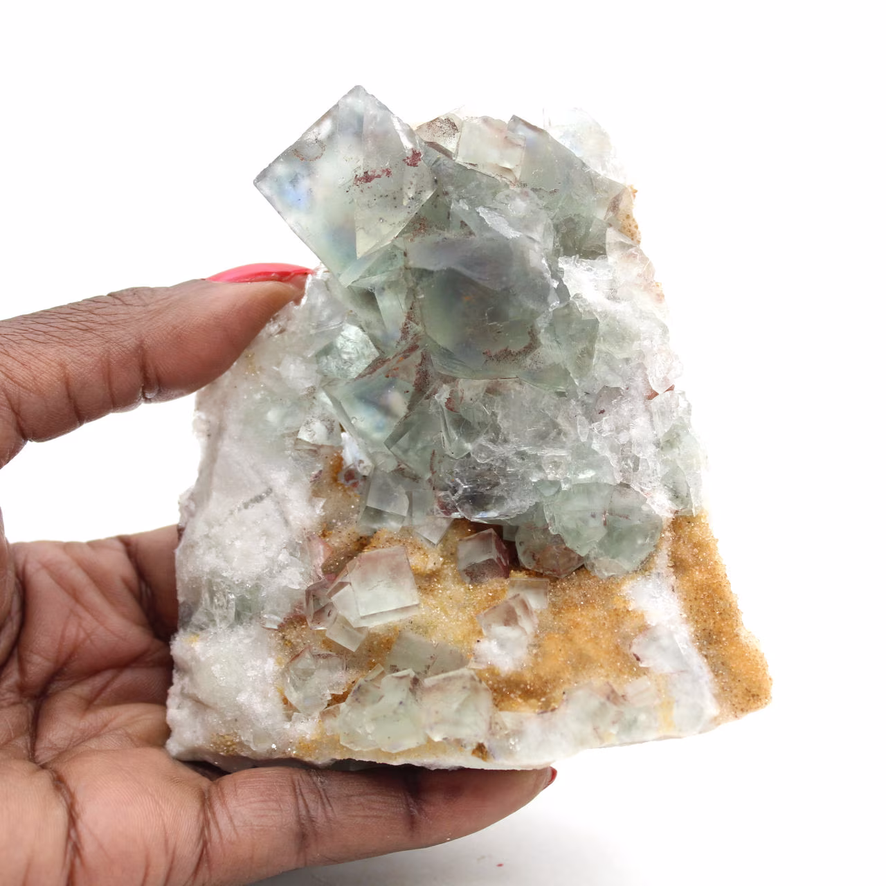 Campione geologico di fluorite: pietra marocchina con cristalli