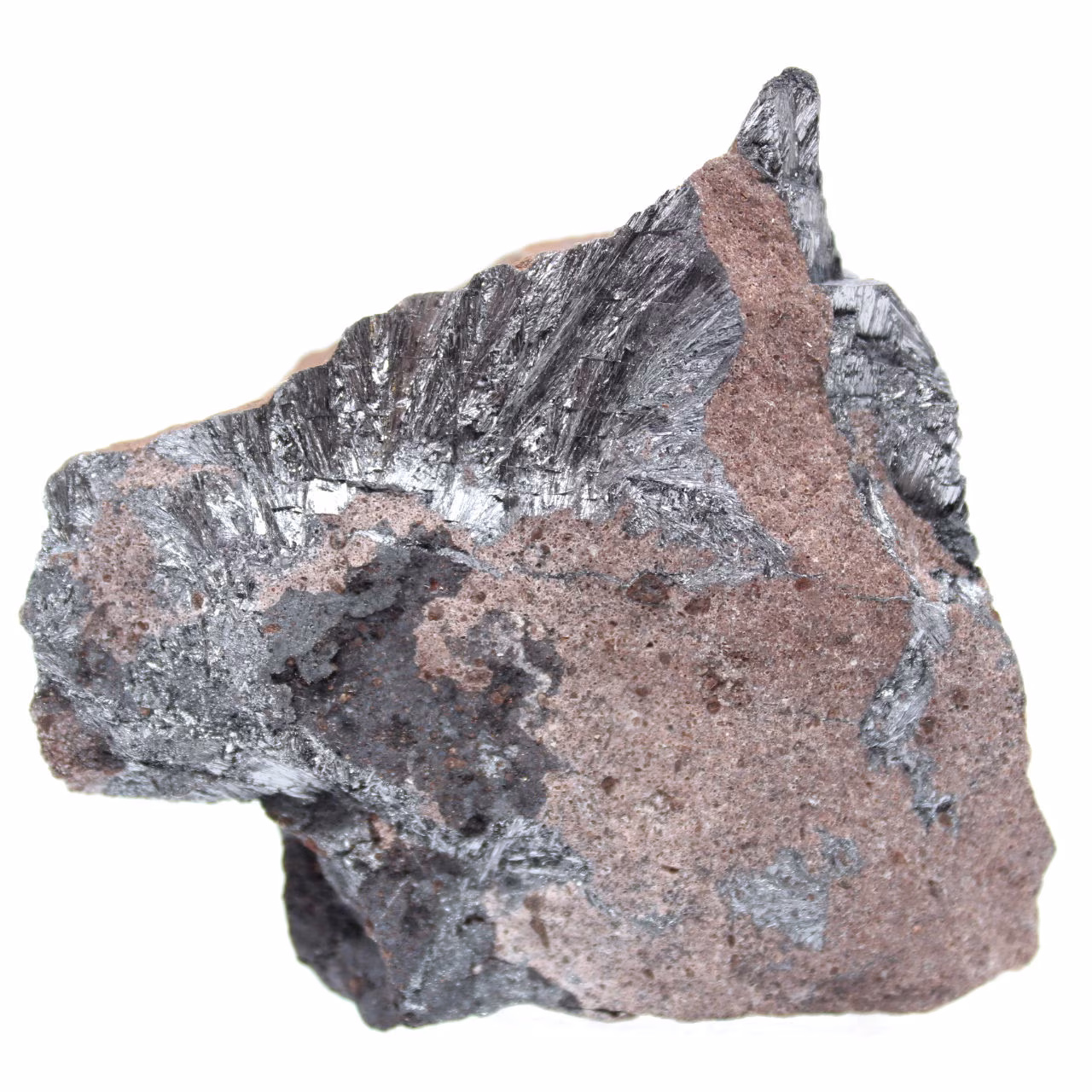 Cristalli di pirolusite su matrice, campione estetico