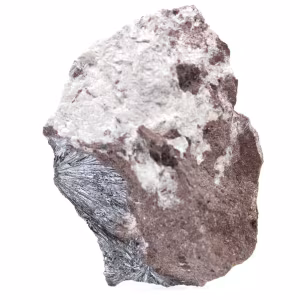 Cristalli di pirolusite su matrice, roccia naturale