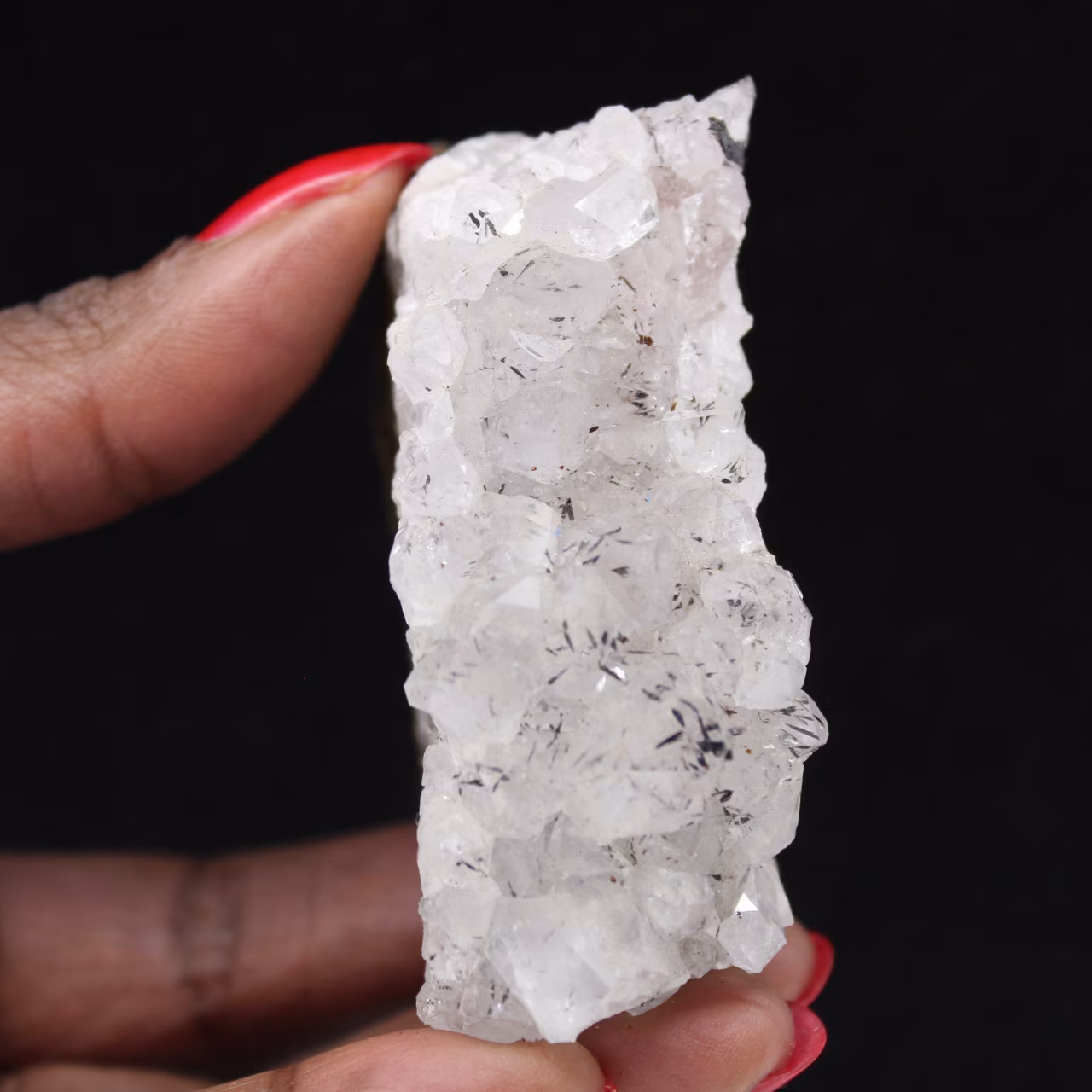 Cristalli di quarzo goethite marocchino, piccola drusa da 120 g