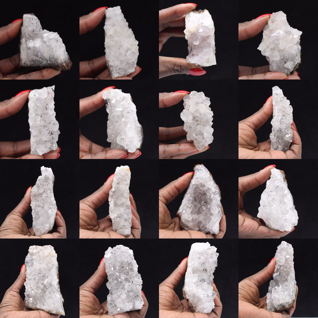 Quarzo grezzo dal Marocco, cristalli con inclusioni di goethite