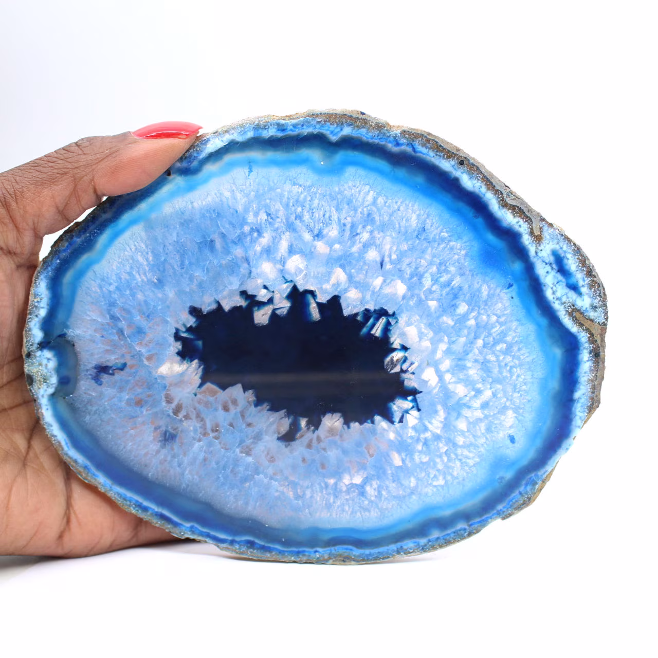 Agata blu naturale tagliata dal Brasile
