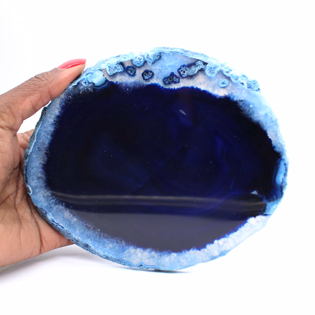 Fette di agata blu brasiliana per decorazione minerale