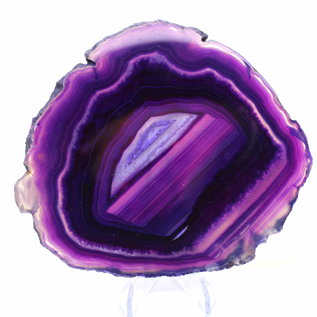 Fetta di agata da collezione, colore viola artificiale