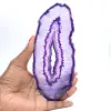 Fetta di agata chiara, con una sfumatura violacea a scopo decorativo. - 3